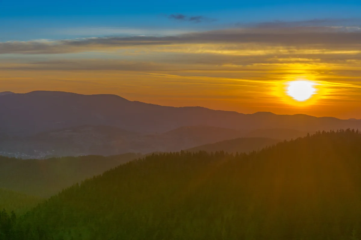 Sunset over the Rhodope forests at Pamporovo