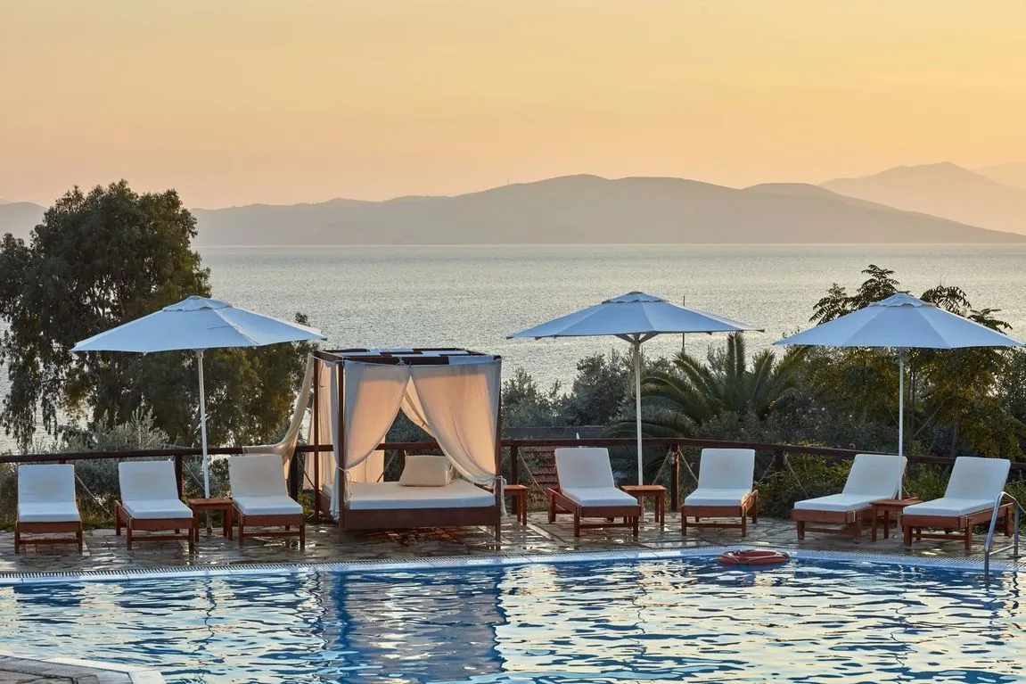 View over the Pagasetic Gulf from the resort